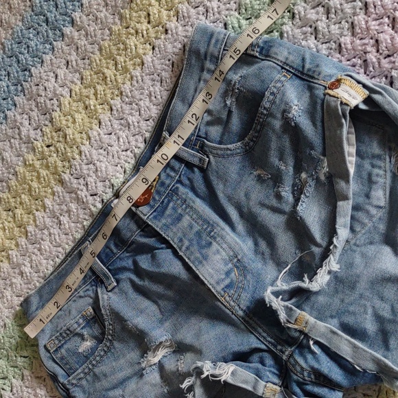 One X Oneteaspoon Size 26 Button Fly Blue Distressed Denim Shorts - Picture 14 of 16